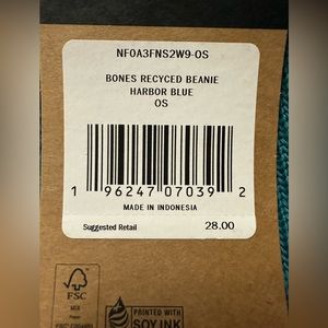 North face recycled, beanie, harbor blue, one size